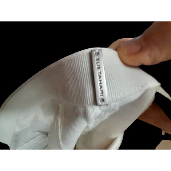 Elie Tahari Size 6 Linen Blend Luxury Stretch Summer Casual Pants White - Picture 8 of 10